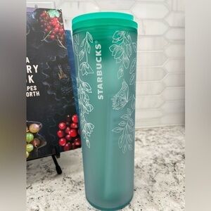 Starbucks 2024 Spring Green Soft Touch Butterflies and Vines Tumbler. NWT.